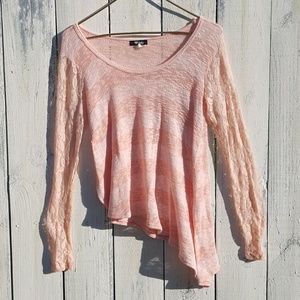 Striped Top With Long Lacey Sleeves